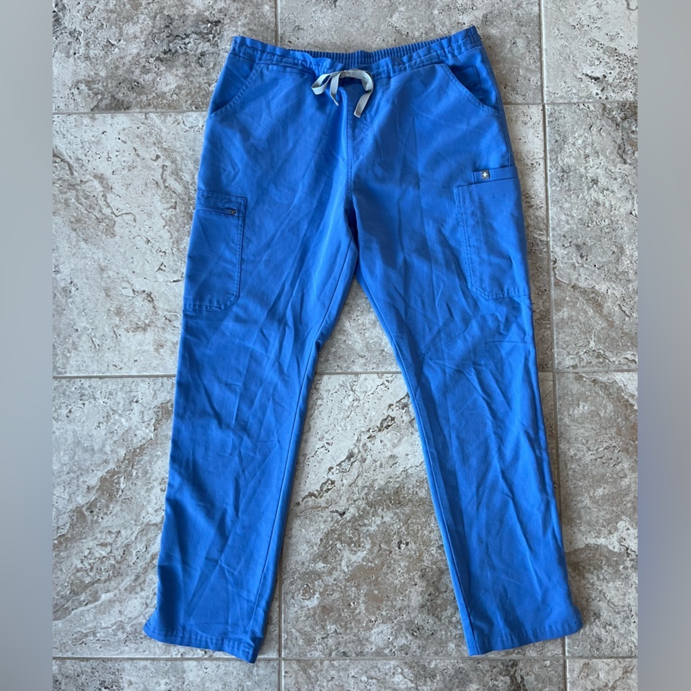 FIGS Yola Skinny Scrub Straight Leg Pants, Ceil Blue, L